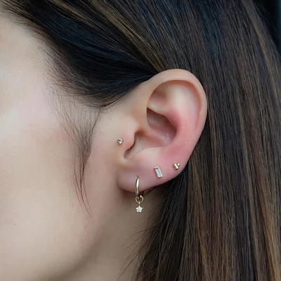 925 Sterling Silver Wholesale Jewelry Minimalista Pequeno 925 Sterling Silver Zircon Stud Brincos Revestidos de Ouro Brincos Para Mulheres