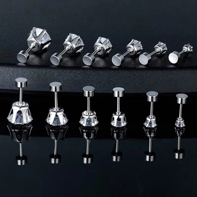 Moderno Titânio Aço Fina Agulha Brincos de Aço Inoxidável Redondo 18k Brincos de Zircão Revestidos de Ouro