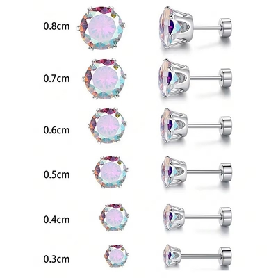 Moderno Titânio Aço Fina Agulha Brincos de Aço Inoxidável Redondo 18k Brincos de Zircão Revestidos de Ouro