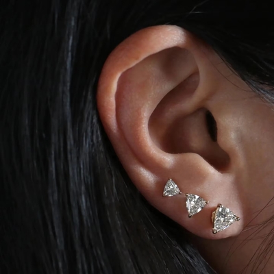 Minimalista Revestido de Ouro 925 Prateado Diamante Stud Brinco 925 Brilhante Coração Prateado Stud Brincos