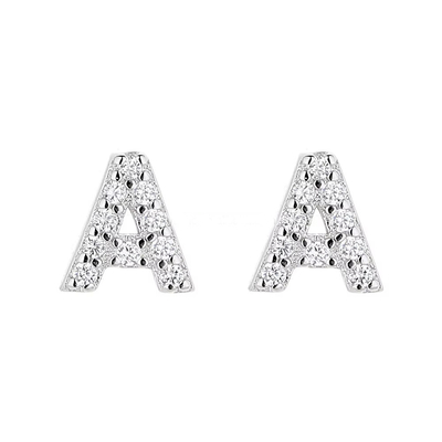 925 Sterling Silver Letter Earring Studs ABC Jewelry Stud Earrings With Rhodium Plated para Mulheres