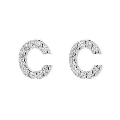 925 Sterling Silver Letter Earring Studs ABC Jewelry Stud Earrings With Rhodium Plated para Mulheres