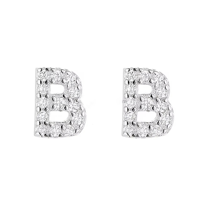 925 Sterling Silver Letter Earring Studs ABC Jewelry Stud Earrings With Rhodium Plated para Mulheres