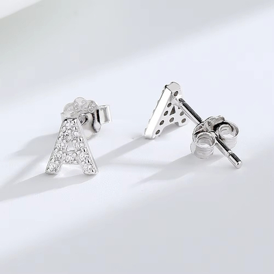925 Sterling Silver Letter Earring Studs ABC Jewelry Stud Earrings With Rhodium Plated para Mulheres