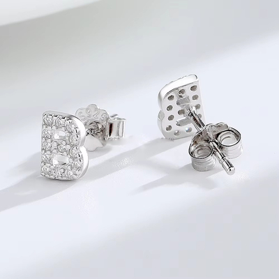 925 Sterling Silver Letter Earring Studs ABC Jewelry Stud Earrings With Rhodium Plated para Mulheres