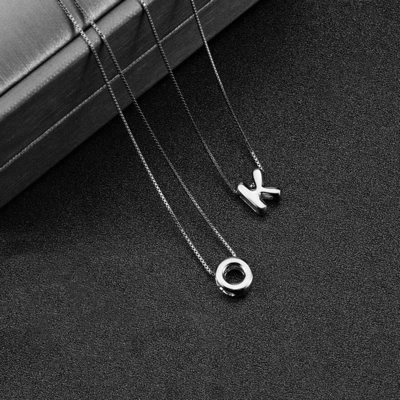 Moda Minimalista jóias 925 prata esterlina Simple Necklace 26 letras do alfabeto Necklaces para mulheres