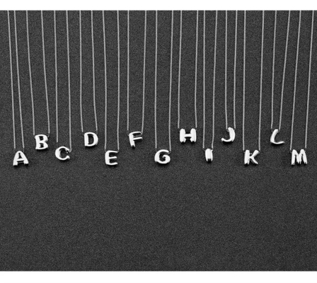 Moda Minimalista jóias 925 prata esterlina Simple Necklace 26 letras do alfabeto Necklaces para mulheres