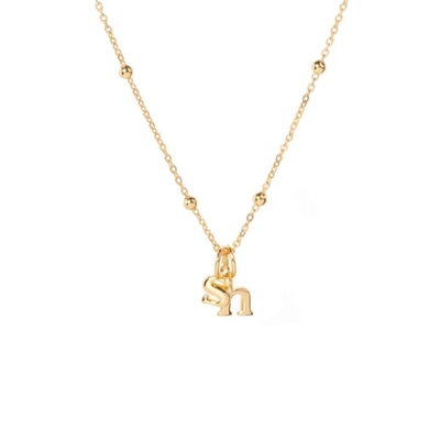 18k de ouro revestido 925 Sterling Silver Metal 26 letras iniciais do alfabeto Charm Collares