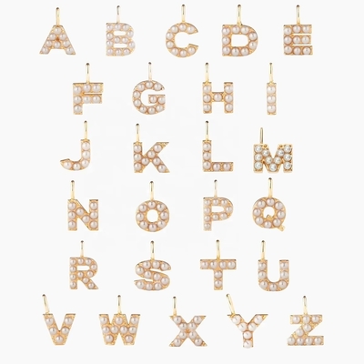 925 Sterling Silver Alphabet Earrings Studs Joias da moda Perla Ouro Alphabet Letras iniciais Charm Pendant