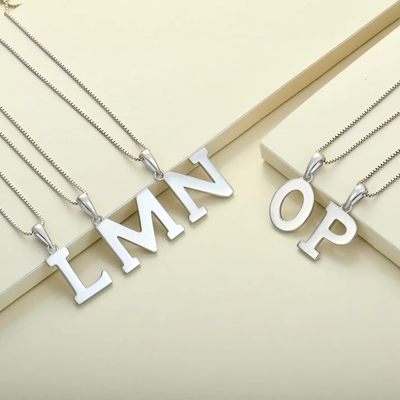 925 Sterling Silver Alphabet Letter Necklace Pendant Personalizado Charms Iniciais Joias