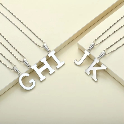 925 Sterling Silver Alphabet Letter Necklace Pendant Personalizado Charms Iniciais Joias