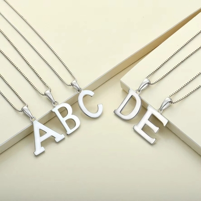 925 Sterling Silver Alphabet Letter Necklace Pendant Personalizado Charms Iniciais Joias