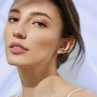 GV de prata dos parafusos prisioneiros do coração de 11x9.5mm 1.5g Sterling Silver Heart Earrings 3A