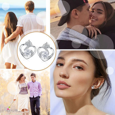 GV de prata dos parafusos prisioneiros do coração de 11x9.5mm 1.5g Sterling Silver Heart Earrings 3A