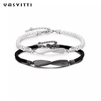 bracelete da corda do preto de 8.7in 7g Sterling Silver Jewelry Bracelets 3A CZ