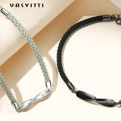 bracelete da corda do preto de 8.7in 7g Sterling Silver Jewelry Bracelets 3A CZ