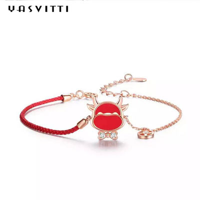 19.5cm ODM vermelho do bracelete da corda de Sterling Silver Jewelry Bracelets Heart CZ de 2,9 gramas
