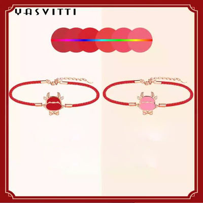 19.5cm ODM vermelho do bracelete da corda de Sterling Silver Jewelry Bracelets Heart CZ de 2,9 gramas