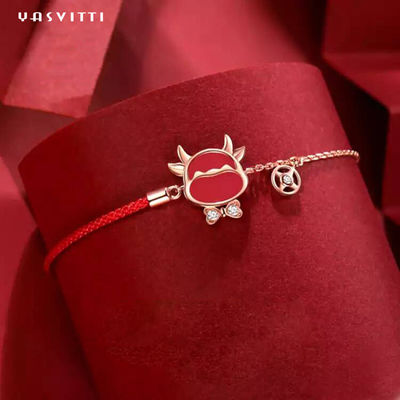 19.5cm ODM vermelho do bracelete da corda de Sterling Silver Jewelry Bracelets Heart CZ de 2,9 gramas