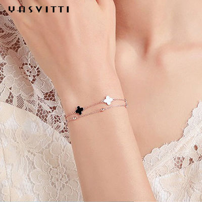 bracelete de prata sem chumbo do slider do bracelete 925 do trevo da folha 0.12oz quatro de 20cm