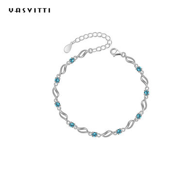 o ródio na moda dos braceletes ajustáveis de prata de 4.5g 0.62ft chapeou Crystal Bracelet azul