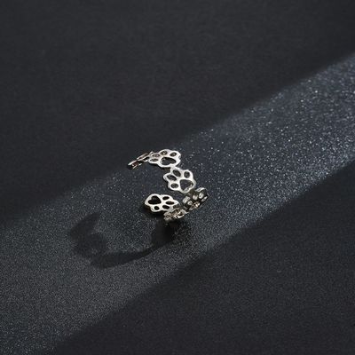 Homens da pata S925 Sterling Silver Opening Ring Fashion do animal de estimação e anéis das mulheres