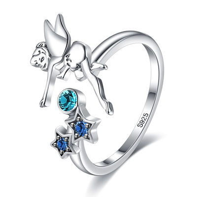 GV de prata aberto livre do anel de 0.08oz 21.1mm Sterling Silver Angel Ring Nicke