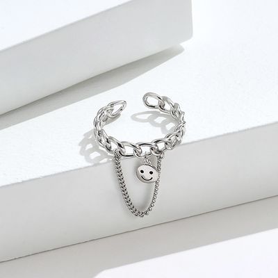 Anel de sorriso da cara do festival de 0.08CM 1.7g Sterling Silver Jewelry Rings Unisex