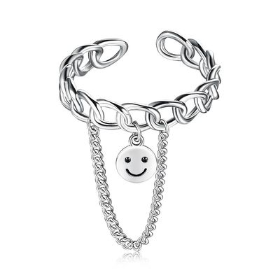 Anel de sorriso da cara do festival de 0.08CM 1.7g Sterling Silver Jewelry Rings Unisex