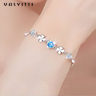 bracelete na moda do trevo de quatro folhas do GV de 7.7in 0.15oz Sterling Silver Jewelry Bracelets
