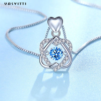 colar aguçado da estrela do coração seis de 1.2x2cm 2.2g Sterling Silver Jewelry Necklaces S925