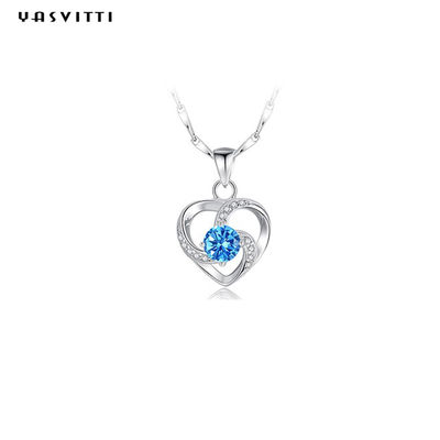 ODM do pendente de Crystal Necklace Festival Silver Heart de pedra preciosa do ouro de 210mm 0.15oz 14k