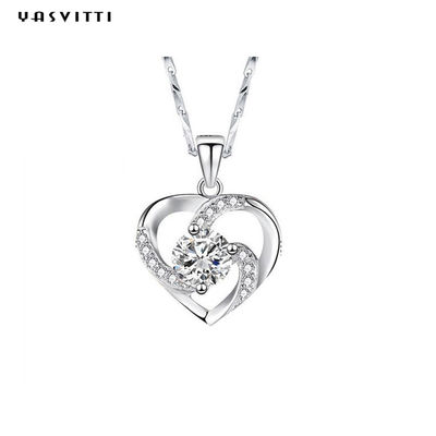 ODM do pendente de Crystal Necklace Festival Silver Heart de pedra preciosa do ouro de 210mm 0.15oz 14k