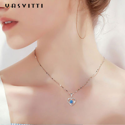 ODM do pendente de Crystal Necklace Festival Silver Heart de pedra preciosa do ouro de 210mm 0.15oz 14k