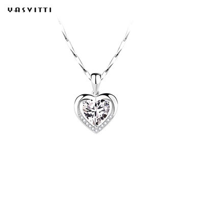 colar do zirconita da noiva de 0.69ft 0.7oz Sterling Silver Heart Pendant Necklace