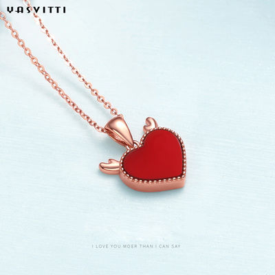 colar na moda do coração do chifre dos cervos de 3gram 15.7in Sterling Silver Heart Pendant Necklace