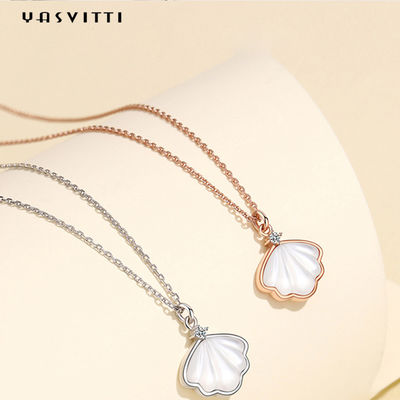 Pérola Shell Natural Clavicle Chain Necklace 925 Sterling Silver Necklace