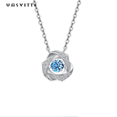 2g colar 1.64ft da zircônia da noiva 18k Sterling Silver Pendant Necklace Cubic