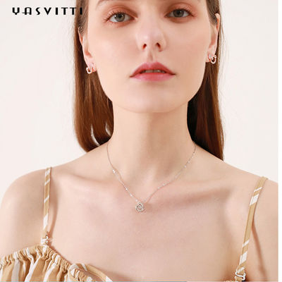 2g colar 1.64ft da zircônia da noiva 18k Sterling Silver Pendant Necklace Cubic