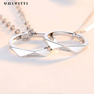 colar de prata contínua de aço inoxidável de Ring Necklace 0.14oz do amor de 2mm 33ft