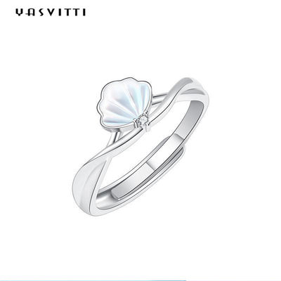 0.14cm 1.8g Sterling Silver Jewelry Rings Shell deu forma ao anel de prata do partido 925