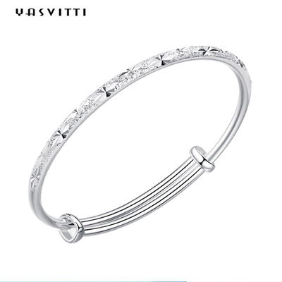 o bracelete ajustável das mulheres da tração de 9.84in 0.16oz Sterling Silver Jewelry Bracelets Push