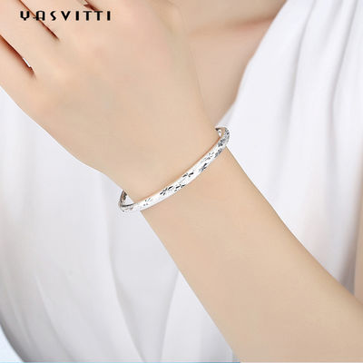 o bracelete ajustável das mulheres da tração de 9.84in 0.16oz Sterling Silver Jewelry Bracelets Push