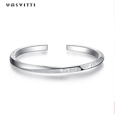 0.06m 4.5g acoplam o ODM de Sterling Silver Bangle Bracelets do bracelete do punho