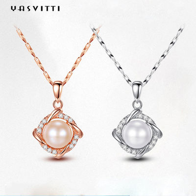 pérola Diamond Necklace do Natal 8g Sterling Silver Jewelry Necklaces 14K 28mm de 45.5cm