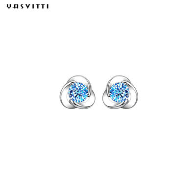 Trevo simples Diamond Earrings de 925 brincos do parafuso prisioneiro do zircão da flor de Sterling Silver Clover Zircon Earrings
