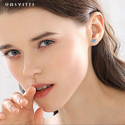 amiga de pedra azul do brinco do GV de 0.04oz 1x0.8cm Sterling Silver Heart Earrings