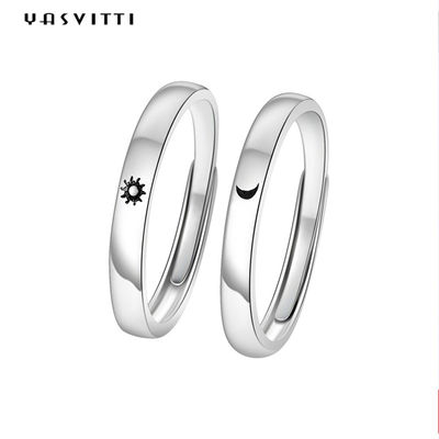 2gram 0.07oz Sun e zircão Sterling Silver Ring simples dos anéis 3A da lua