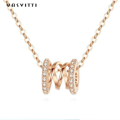 pendente de prata puro de Diamond Studded Necklace Clavicle Waist 18k do aniversário de 2.64g 40cm