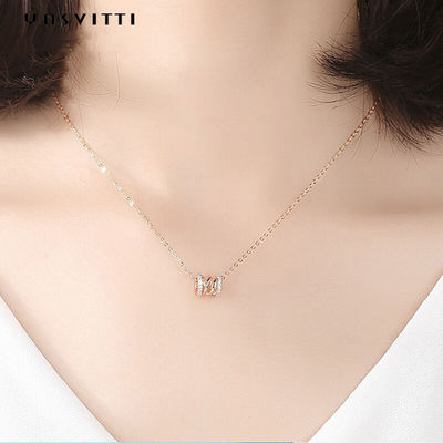 pendente de prata puro de Diamond Studded Necklace Clavicle Waist 18k do aniversário de 2.64g 40cm